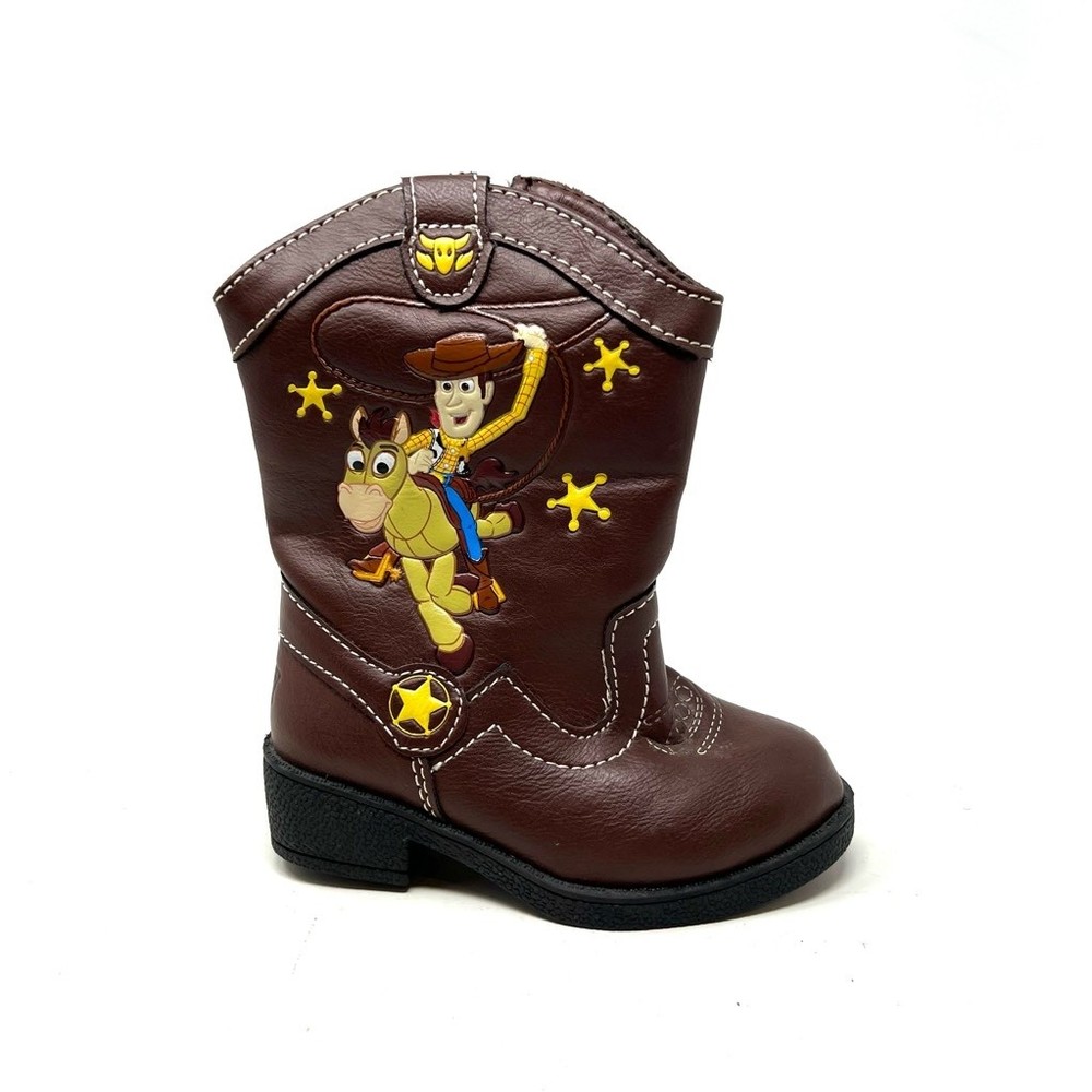 Disney Pixar Boys Woody & Andy Western Boot Brown Leather Mid Calf Zip 5